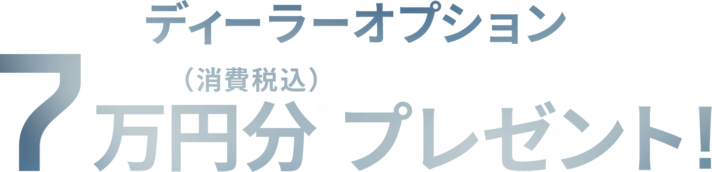 予約期間中のデリカD:5を、ご注文かつ発売以降のご登録でディーラーオプション7万円分*(消費税込)をプレゼントいたします。
対象のご予約期間は、予約注文開始日〜発売日前日になります。